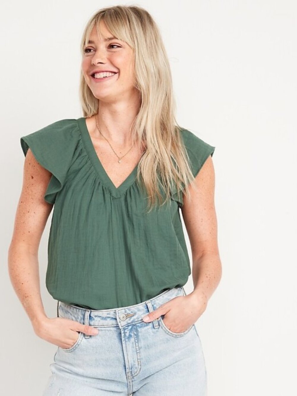 Old Navy Flutter Sleeve V-Neck Swing Blouse (XL)